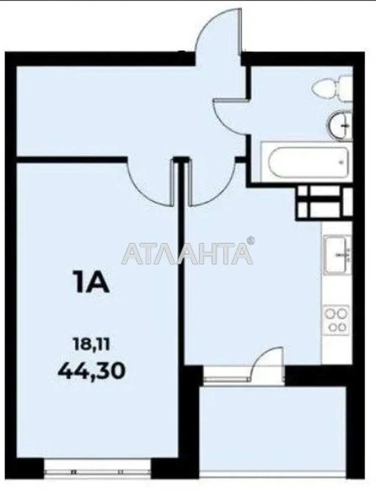 Продается 1-комнатная квартира 51.3 кв. м в Киеве, пер. Балтийский, 3А