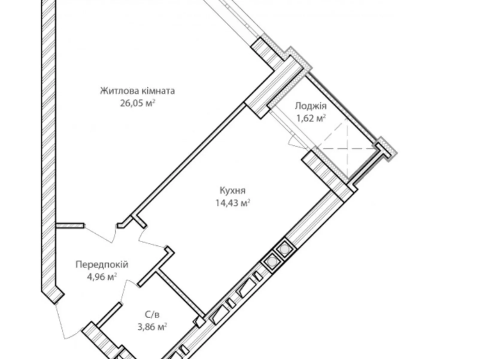 Продается 1-комнатная квартира 48 кв. м в Ирпене, цена: 1714650 грн