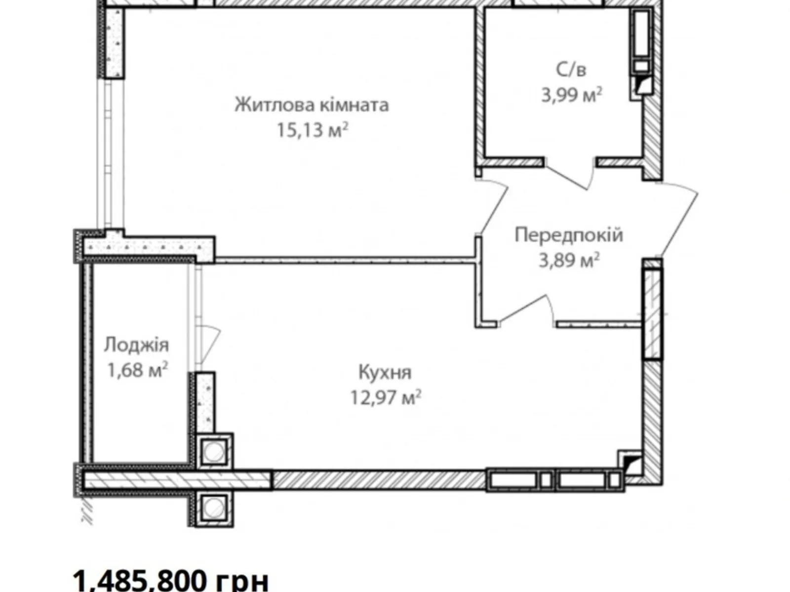 Продается 1-комнатная квартира 39 кв. м в Ирпене, цена: 1485800 грн
