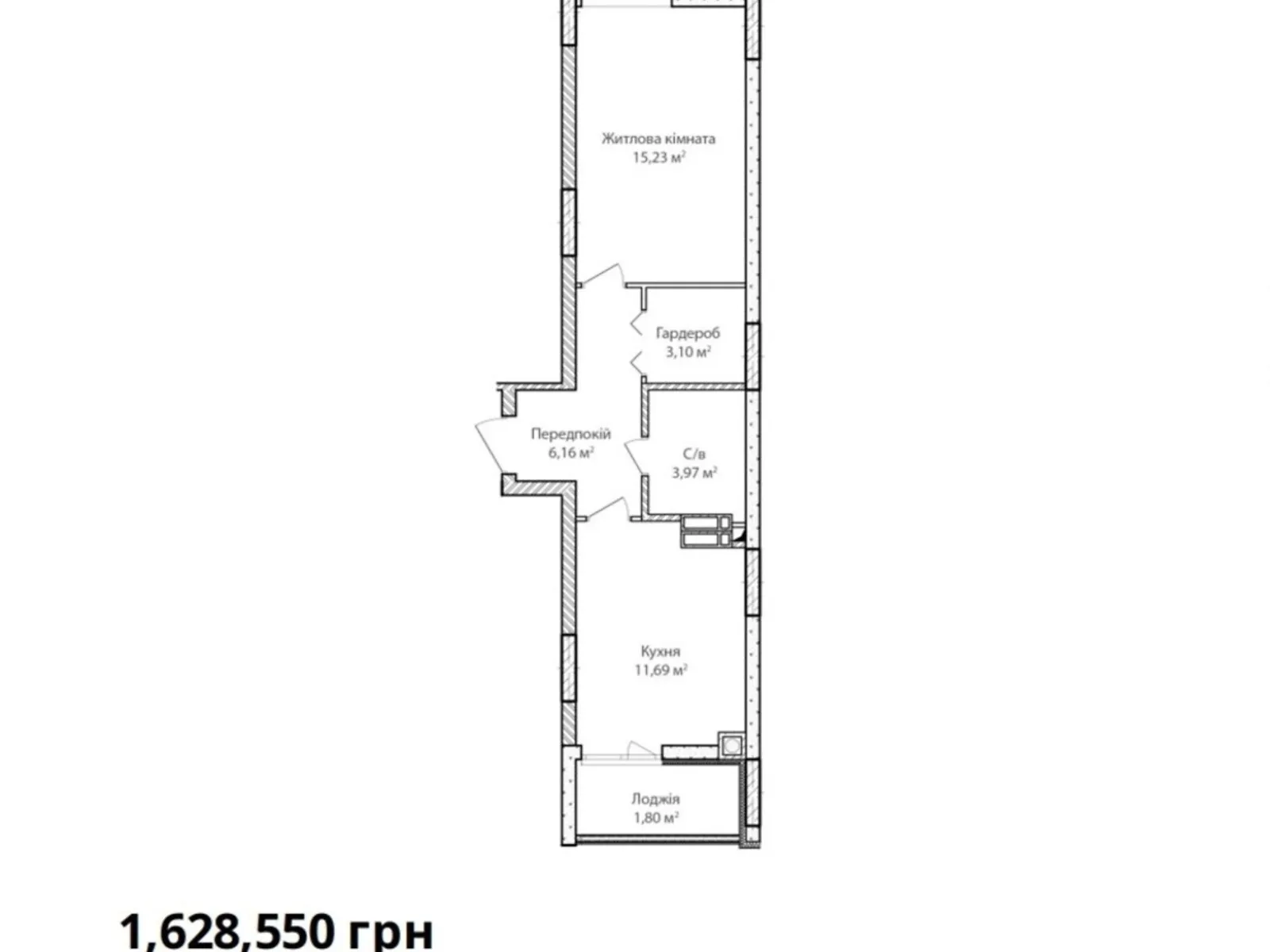 Продається 1-кімнатна квартира 42 кв. м у Ірпені, цена: 1628550 грн