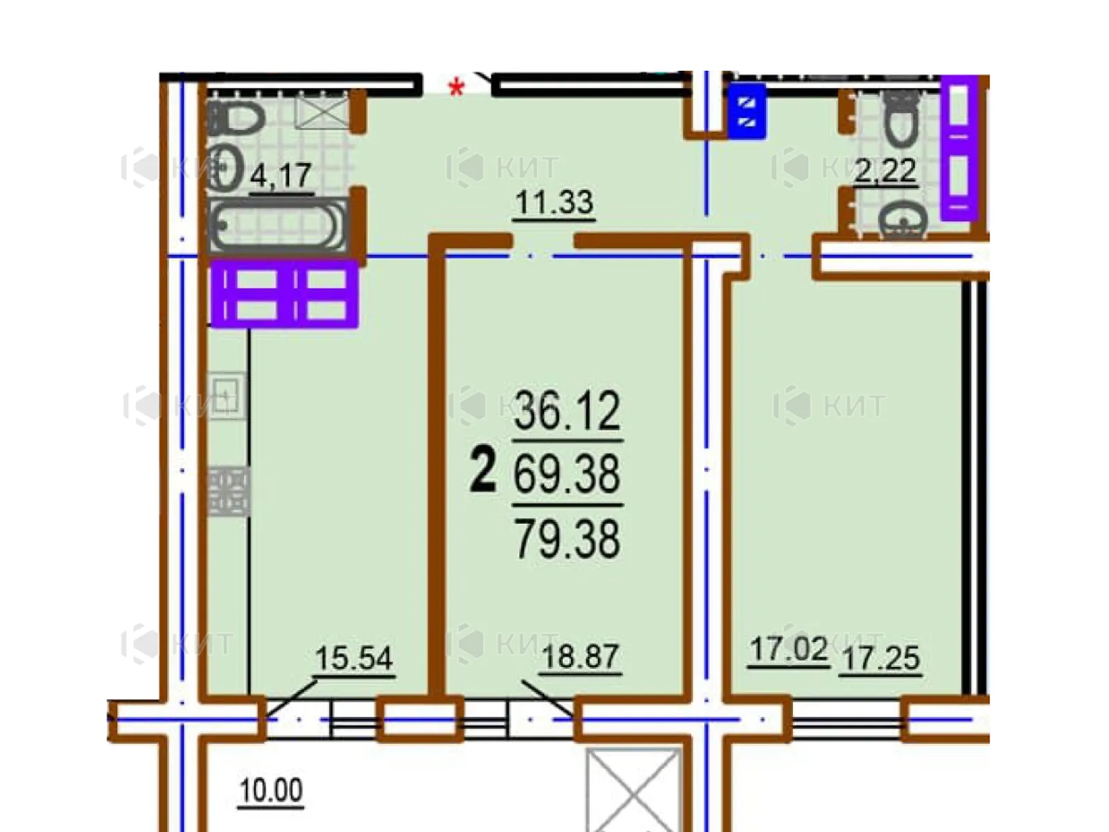 Продается 2-комнатная квартира 79.38 кв. м в Харькове, пер. Шекспира, 15 - фото 1