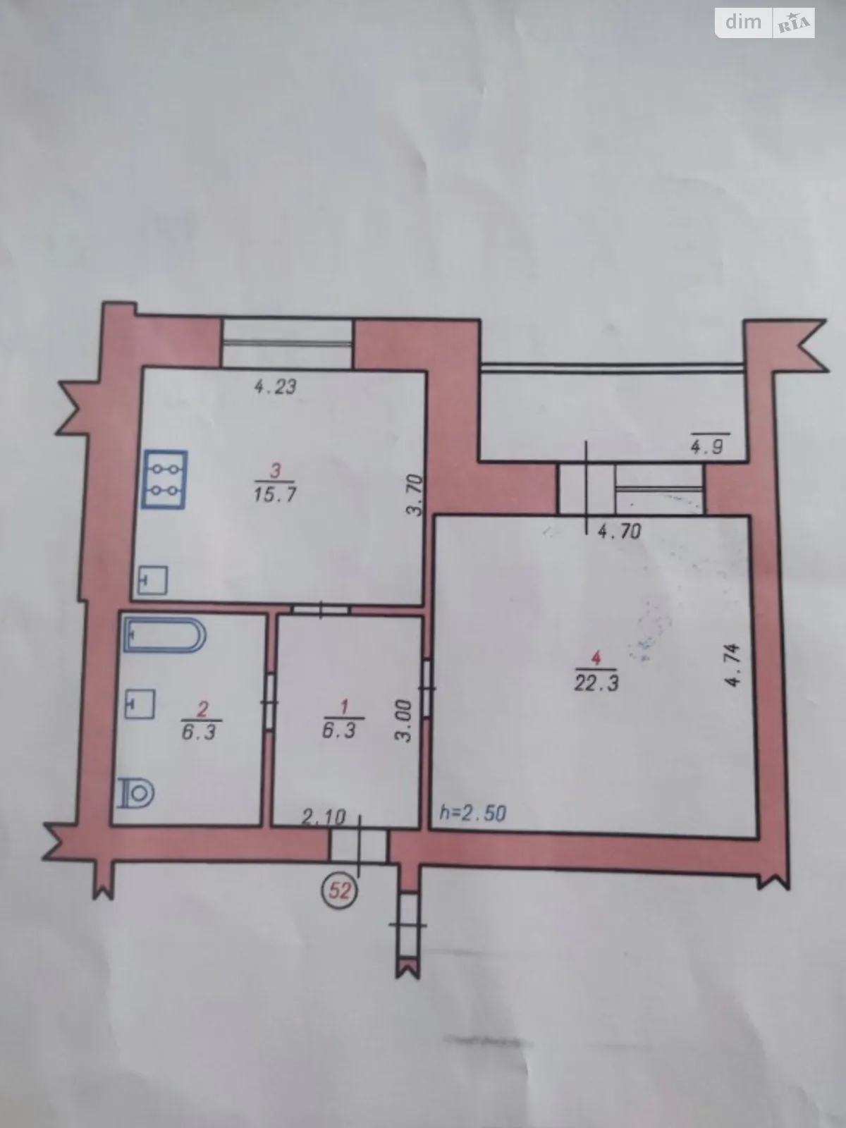 Продається 1-кімнатна квартира 56 кв. м у Хмельницькому