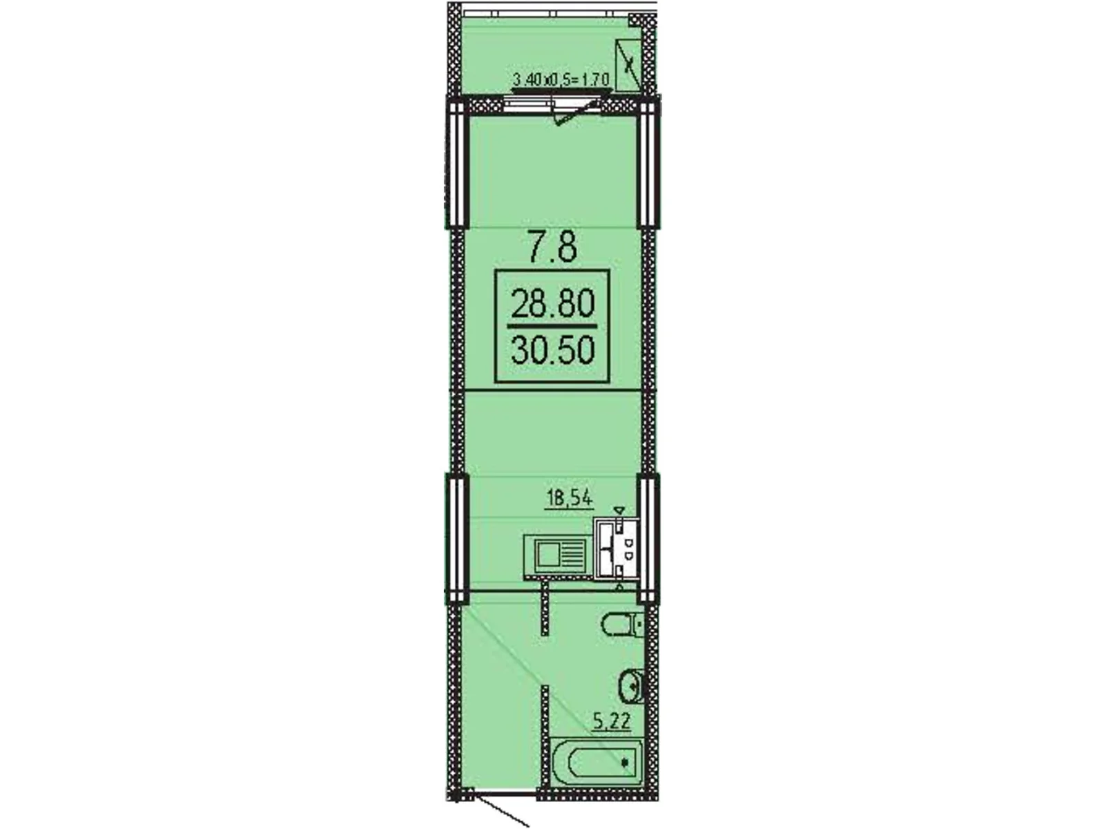 Продается 1-комнатная квартира 30.5 кв. м в Одессе, ул. Дача Ковалевского, 5