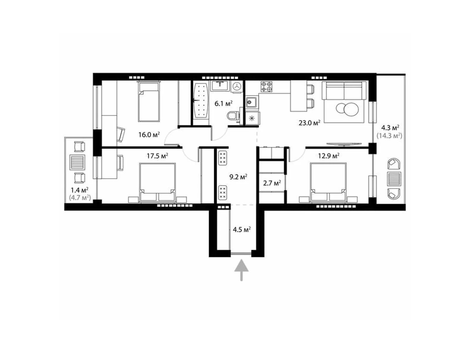 Продается 3-комнатная квартира 97.6 кв. м в Ужгороде, цена: 139080 $