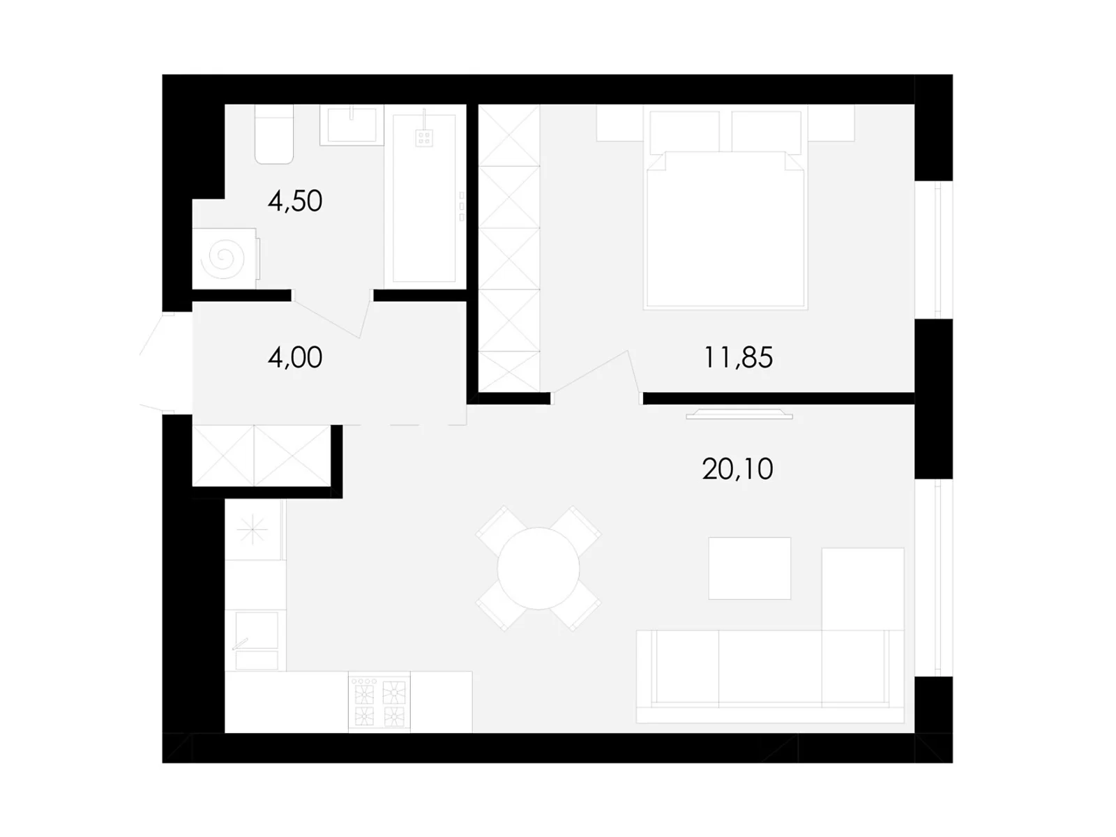 Продается 1-комнатная квартира 40 кв. м в Сокольниках, цена: 65000 $