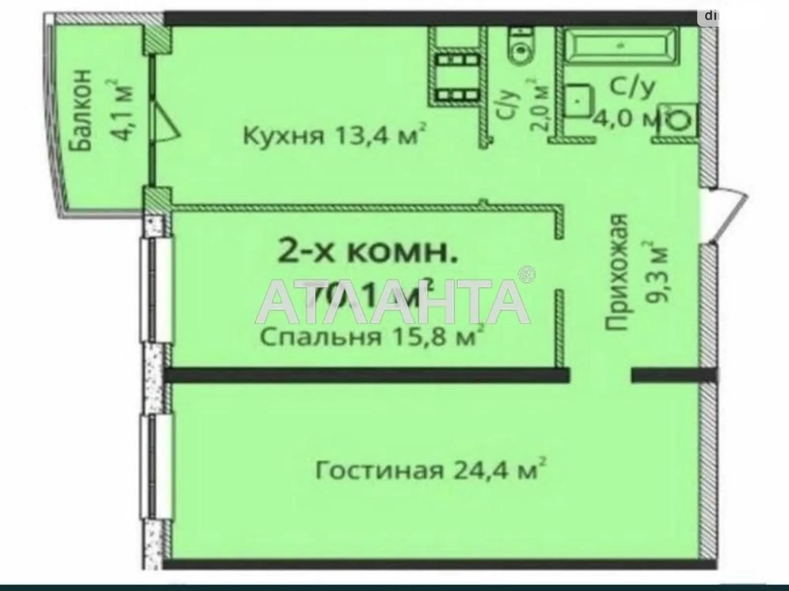 Продається 2-кімнатна квартира 74 кв. м у Одесі, просп. Гагаріна, 19Б