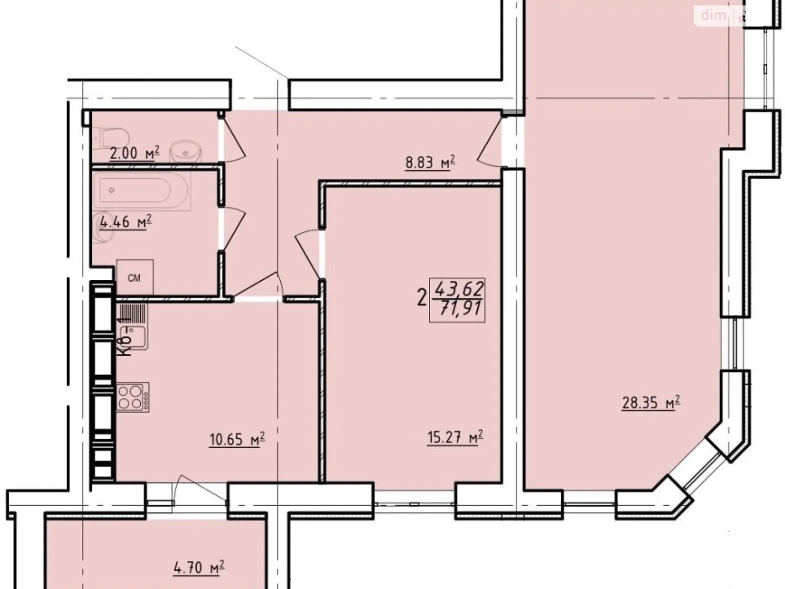 Продается 2-комнатная квартира 72 кв. м в Харькове, ул. Елизаветинская, 2Б