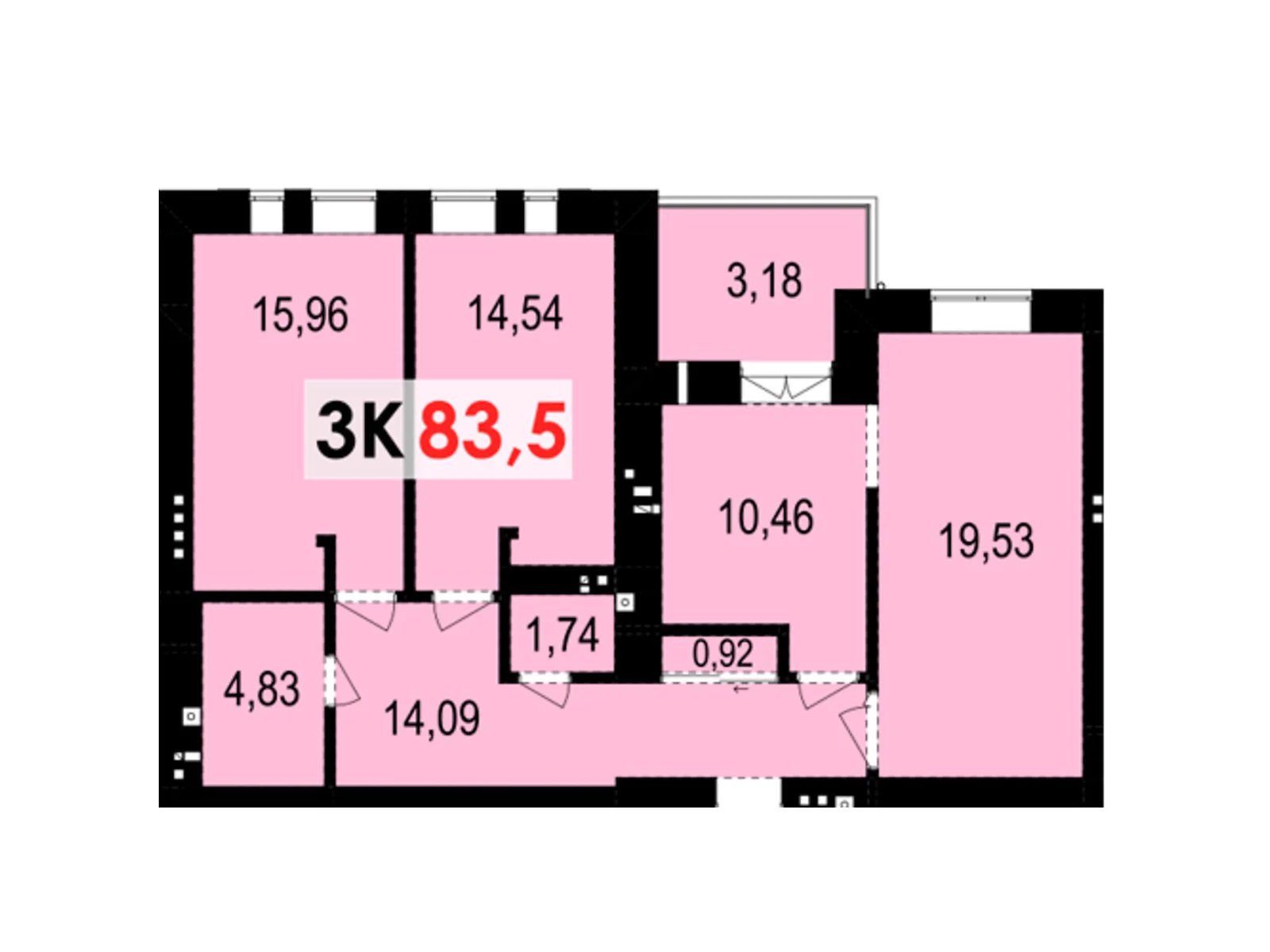 Продается 3-комнатная квартира 83.5 кв. м в Волчинце, ул. Тараса Шевченко