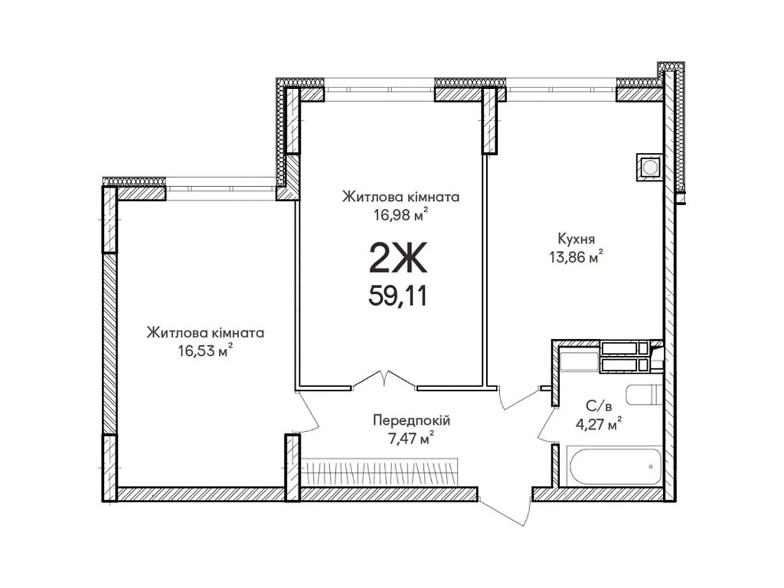 Продається 2-кімнатна квартира 59 кв. м у Ірпені, цена: 51741 $