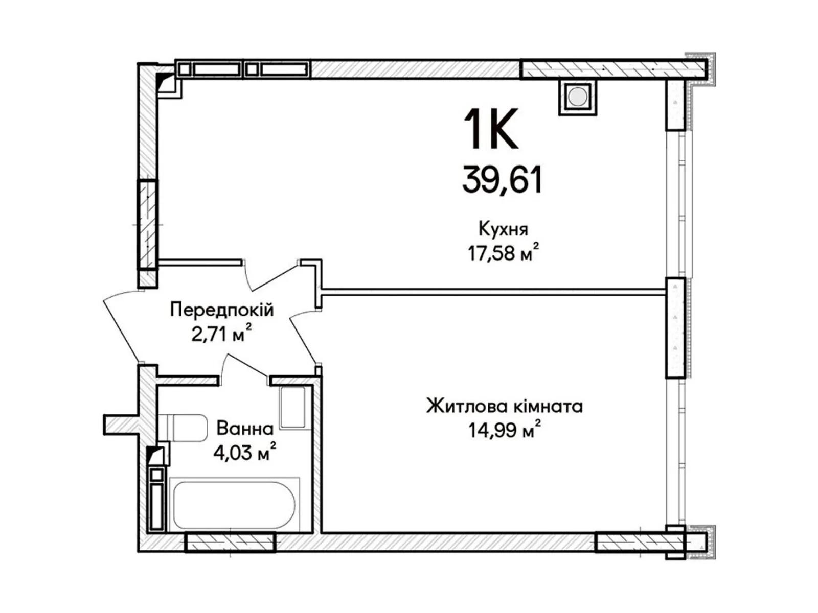 Продається 1-кімнатна квартира 39 кв. м у Ірпені, вул. Кобилянської Ольги