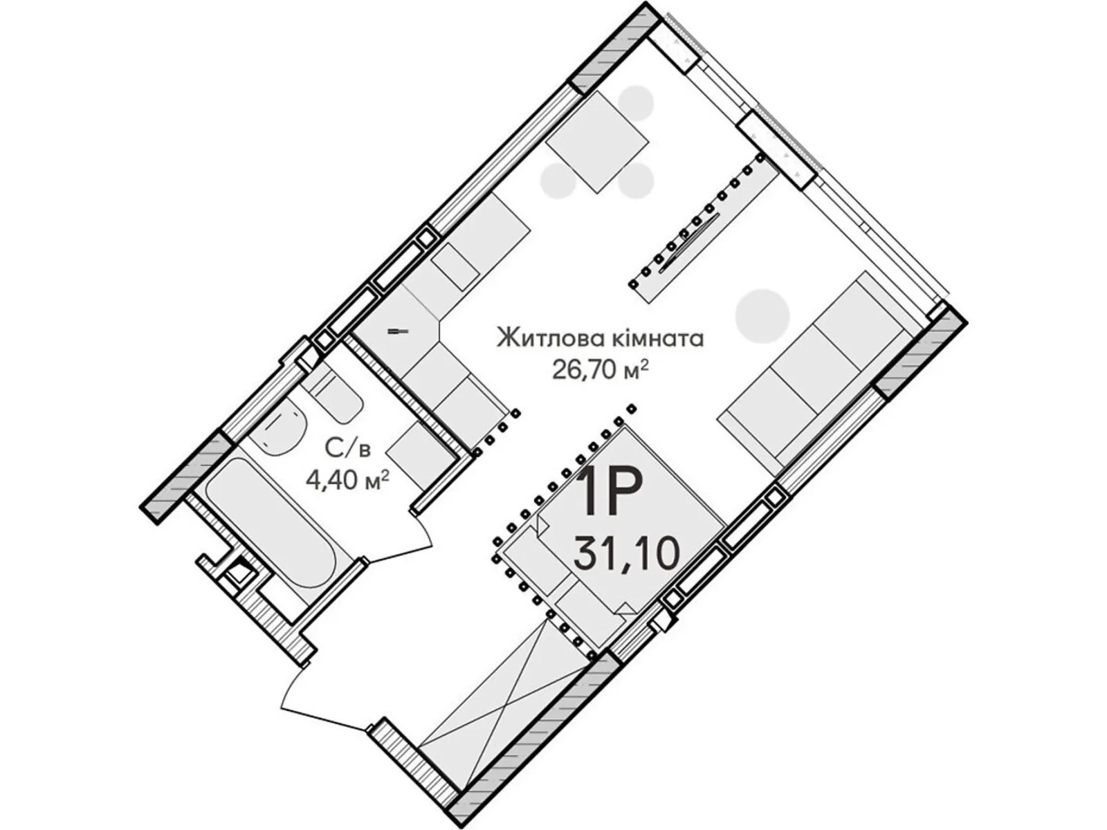 Продается 1-комнатная квартира 31 кв. м в Ирпене, ул. Кобылянской Ольги - фото 1