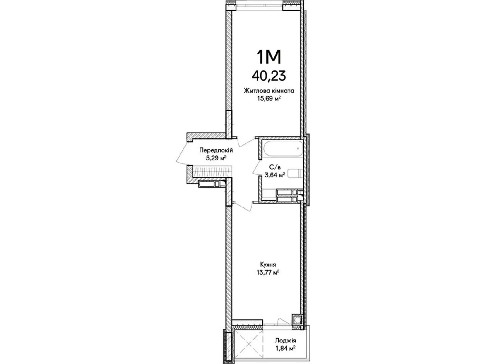 Продається 1-кімнатна квартира 41 кв. м у Ірпені, цена: 51304 $ - фото 1