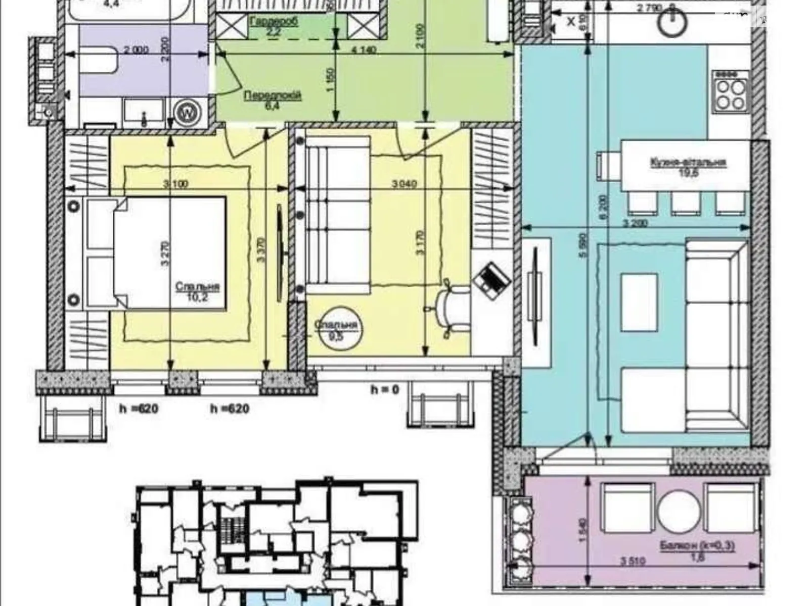 Продается 2-комнатная квартира 54 кв. м в Киеве, ул. Салютная, 2Б