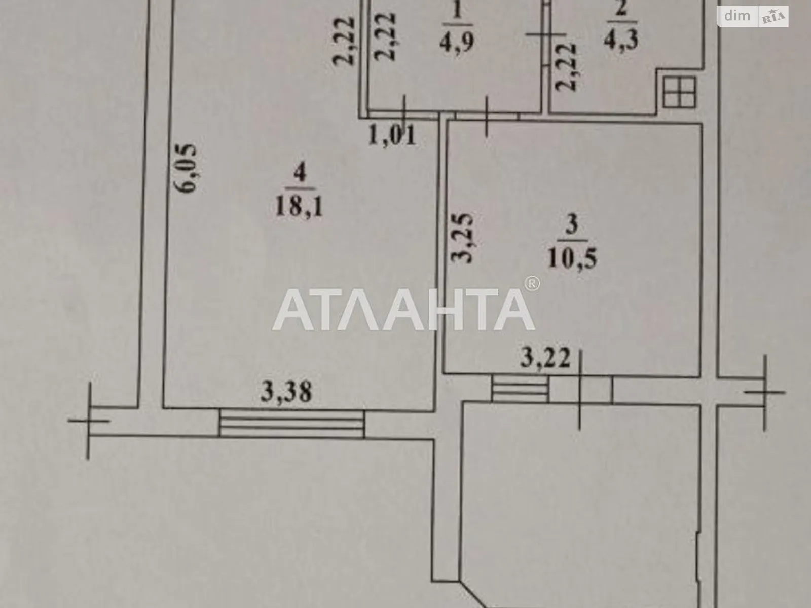 Продается 1-комнатная квартира 43 кв. м в Лиманке, мас. Радужный