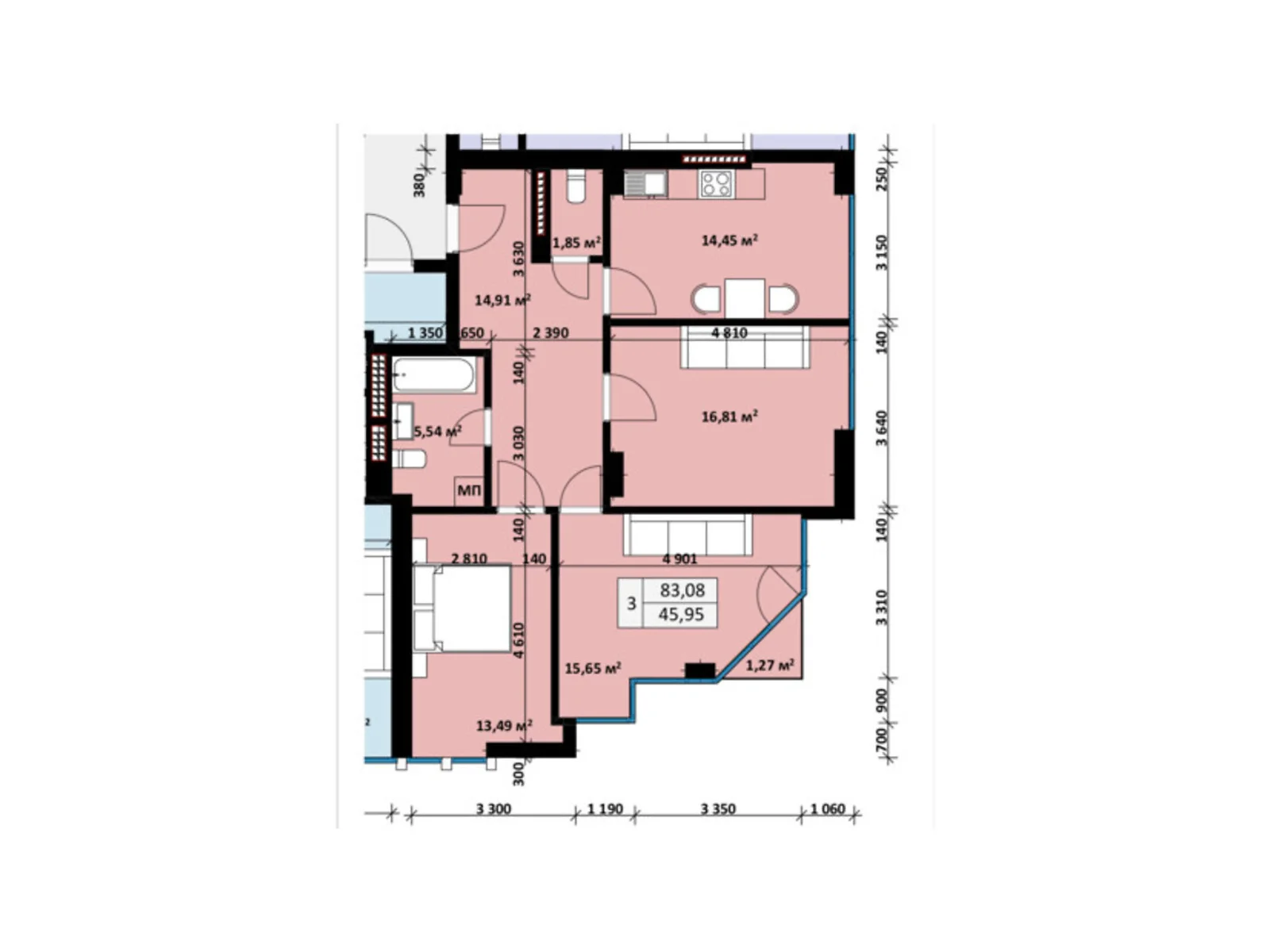 Продается 3-комнатная квартира 83.08 кв. м в Ужгороде, ул. Воссоединения, 19