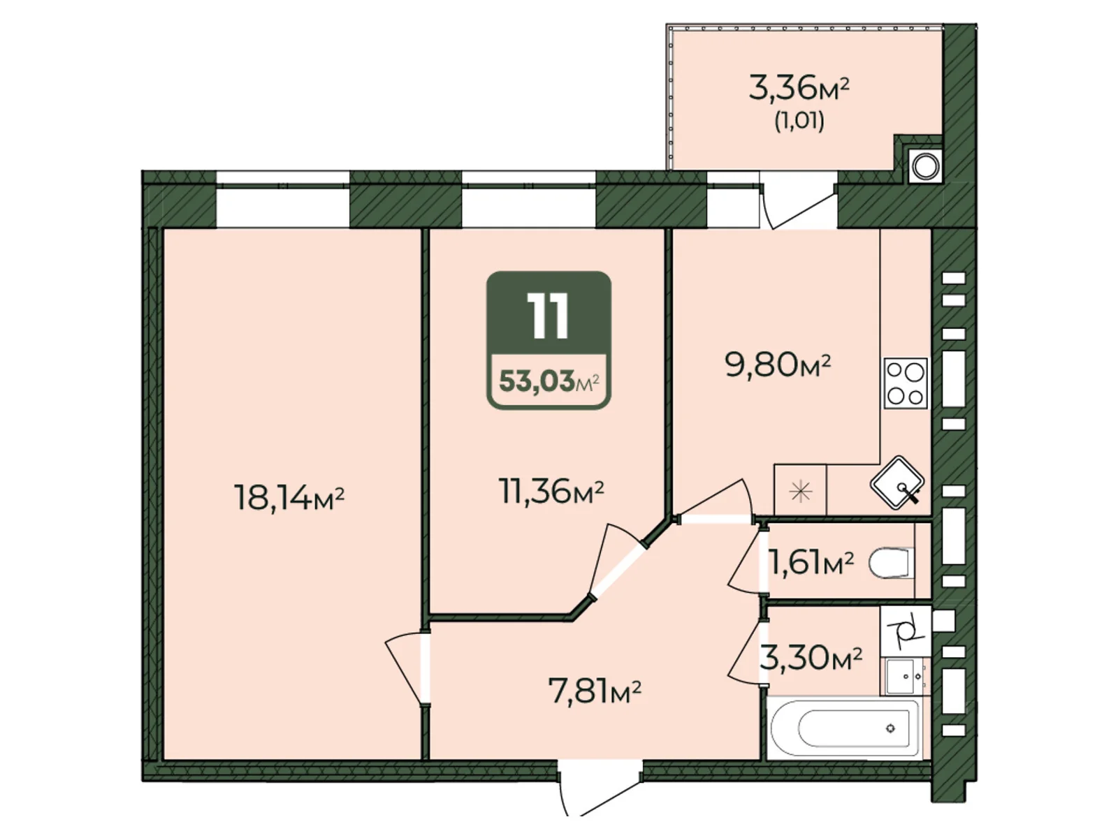 Продается 2-комнатная квартира 53.03 кв. м в Хмельницком, Львовское шоссе, 51/2