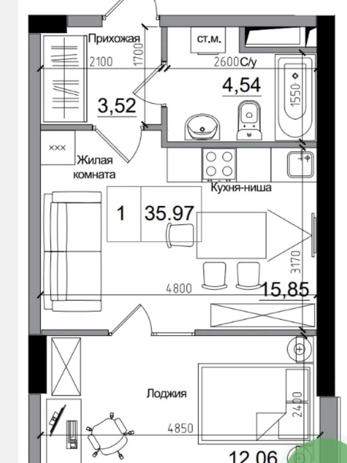 Продається 1-кімнатна квартира 48 кв. м у Одесі, вул. Спрейса
