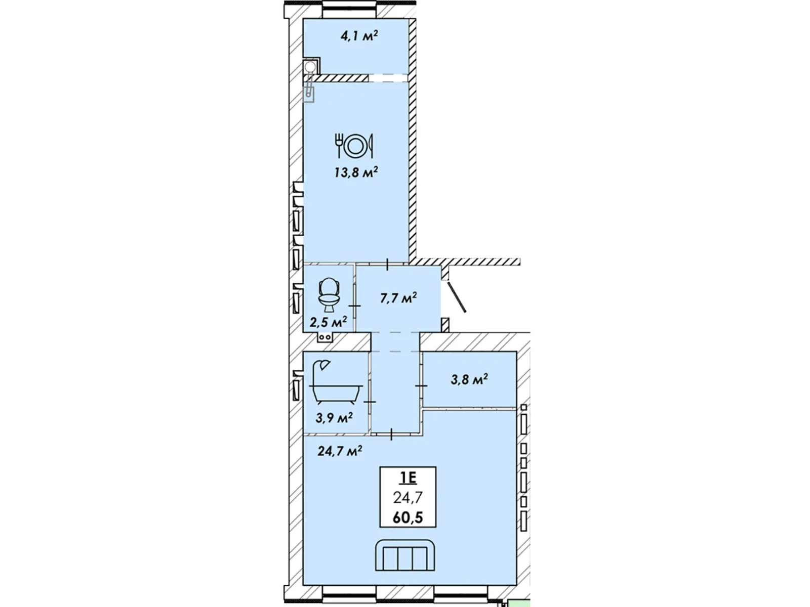 Продается 1-комнатная квартира 60.5 кв. м в Черкассах, цена: 49005 $