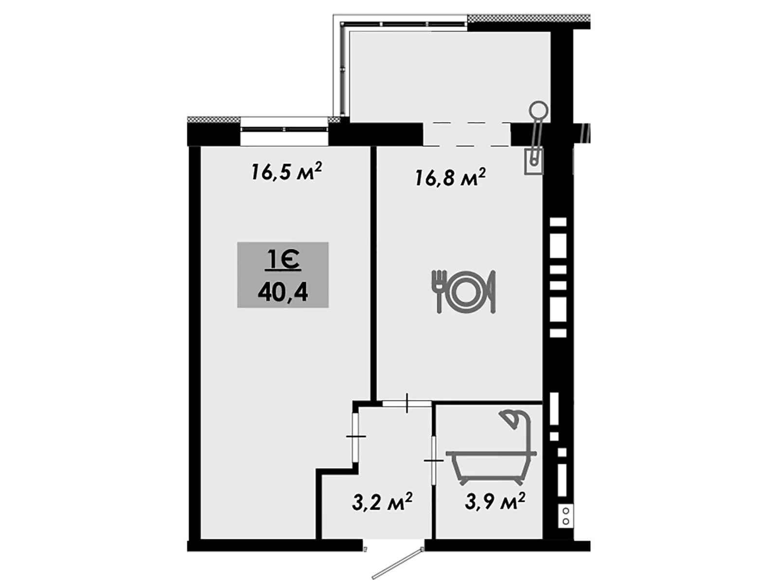 Продается 1-комнатная квартира 40.4 кв. м в Черкассах, цена: 32320 $