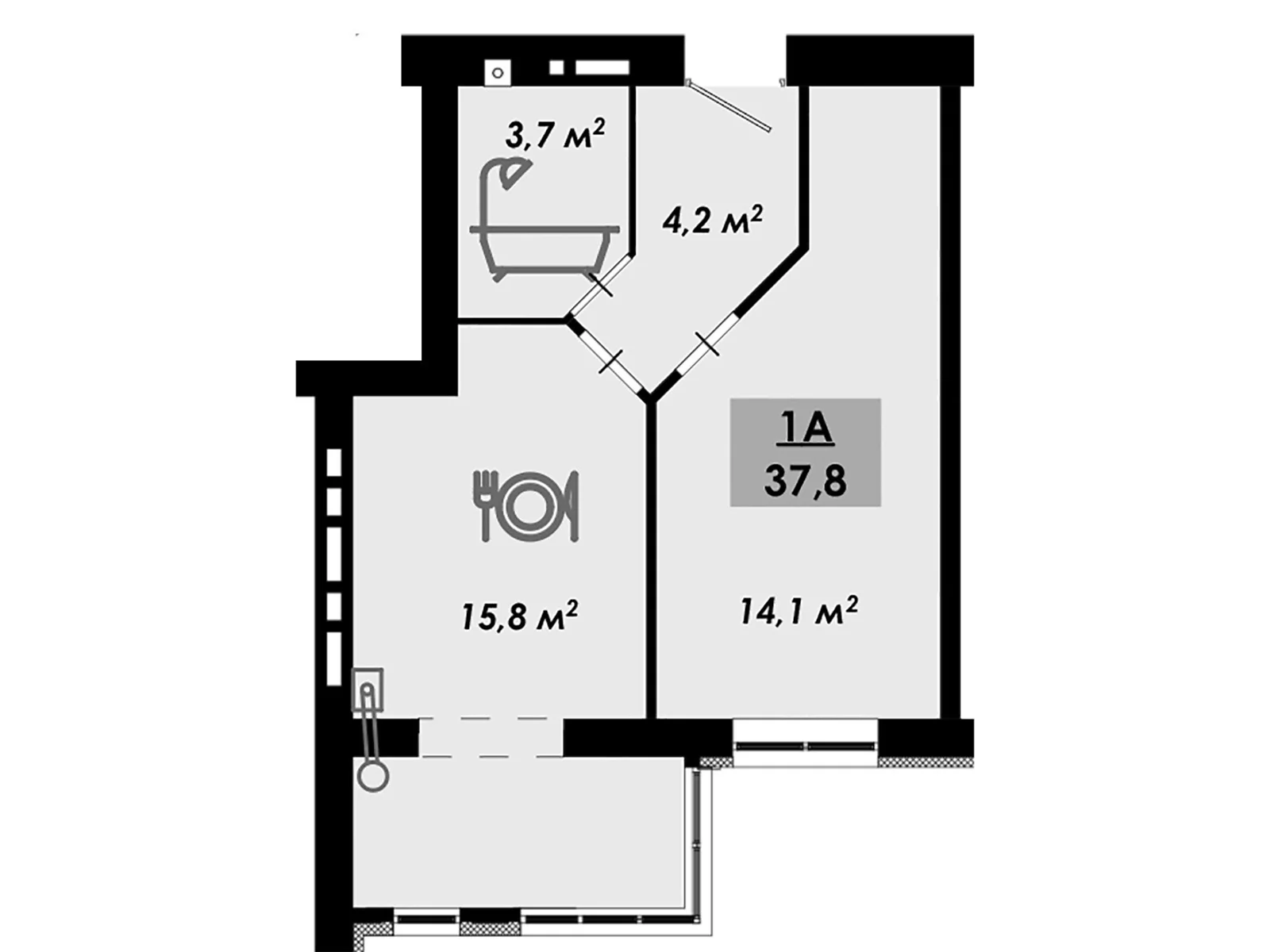 Продается 1-комнатная квартира 37.8 кв. м в Черкассах, ул. Надпольная, 222 - фото 1