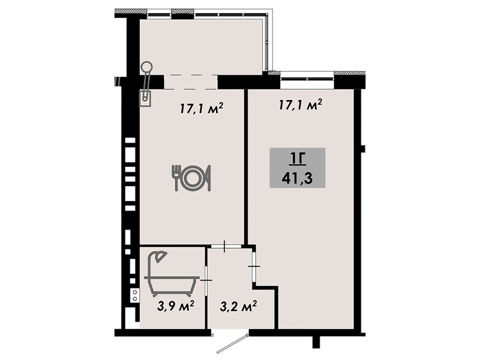 Продается 1-комнатная квартира 41.3 кв. м в Черкассах, ул. Надпольная, 222