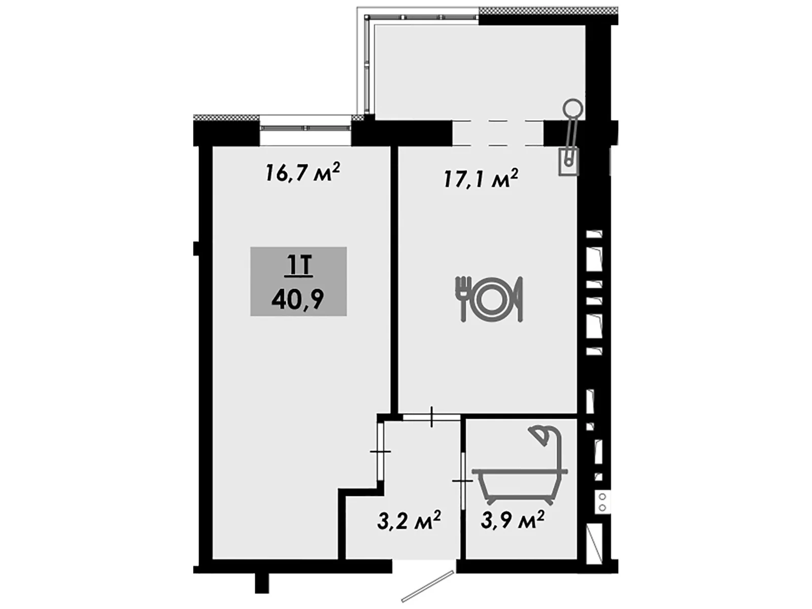 Продается 1-комнатная квартира 40.9 кв. м в Черкассах, ул. Надпольная, 222