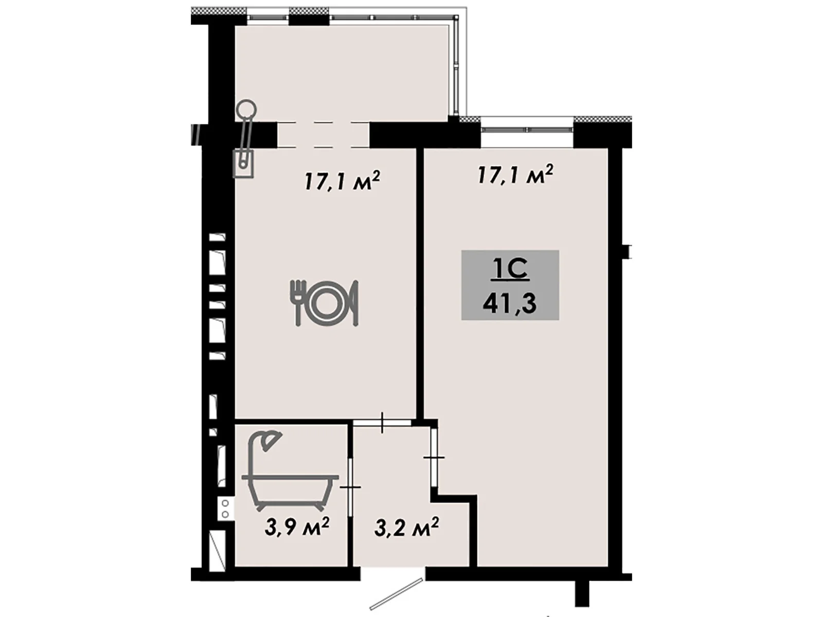 Продается 1-комнатная квартира 41.3 кв. м в Черкассах, вул. Надпольная, 222