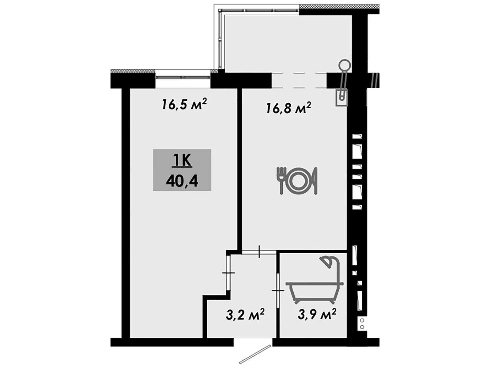 Продается 1-комнатная квартира 40.4 кв. м в Черкассах, цена: 32320 $