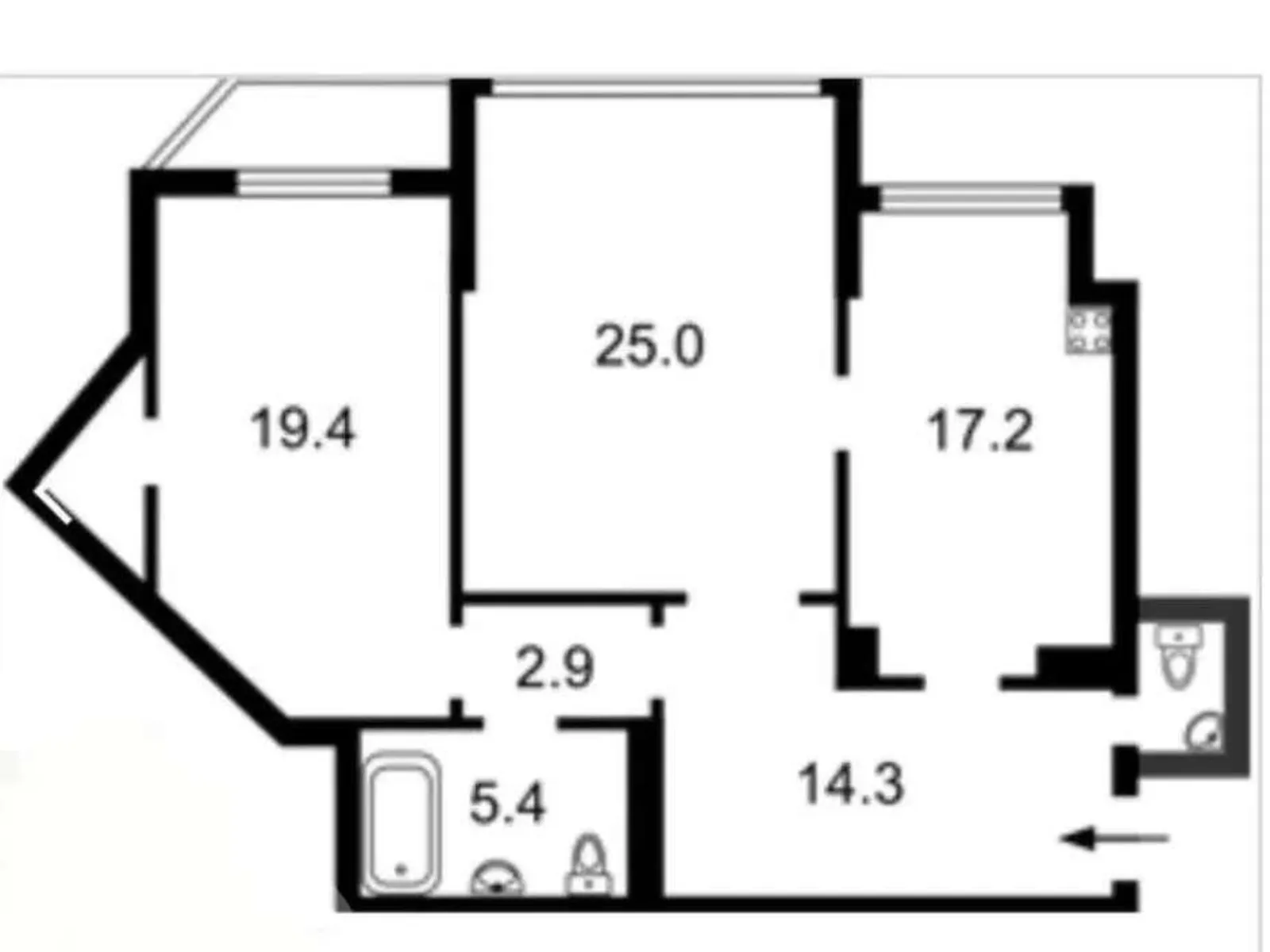 Продается 2-комнатная квартира 88 кв. м в Киеве, ул. Срибнокильская