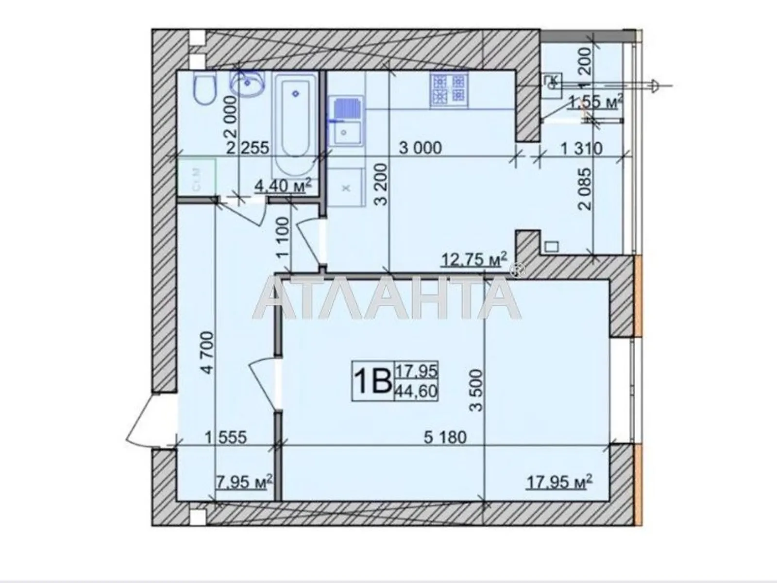 Продается 1-комнатная квартира 44 кв. м в Виннице - фото 1