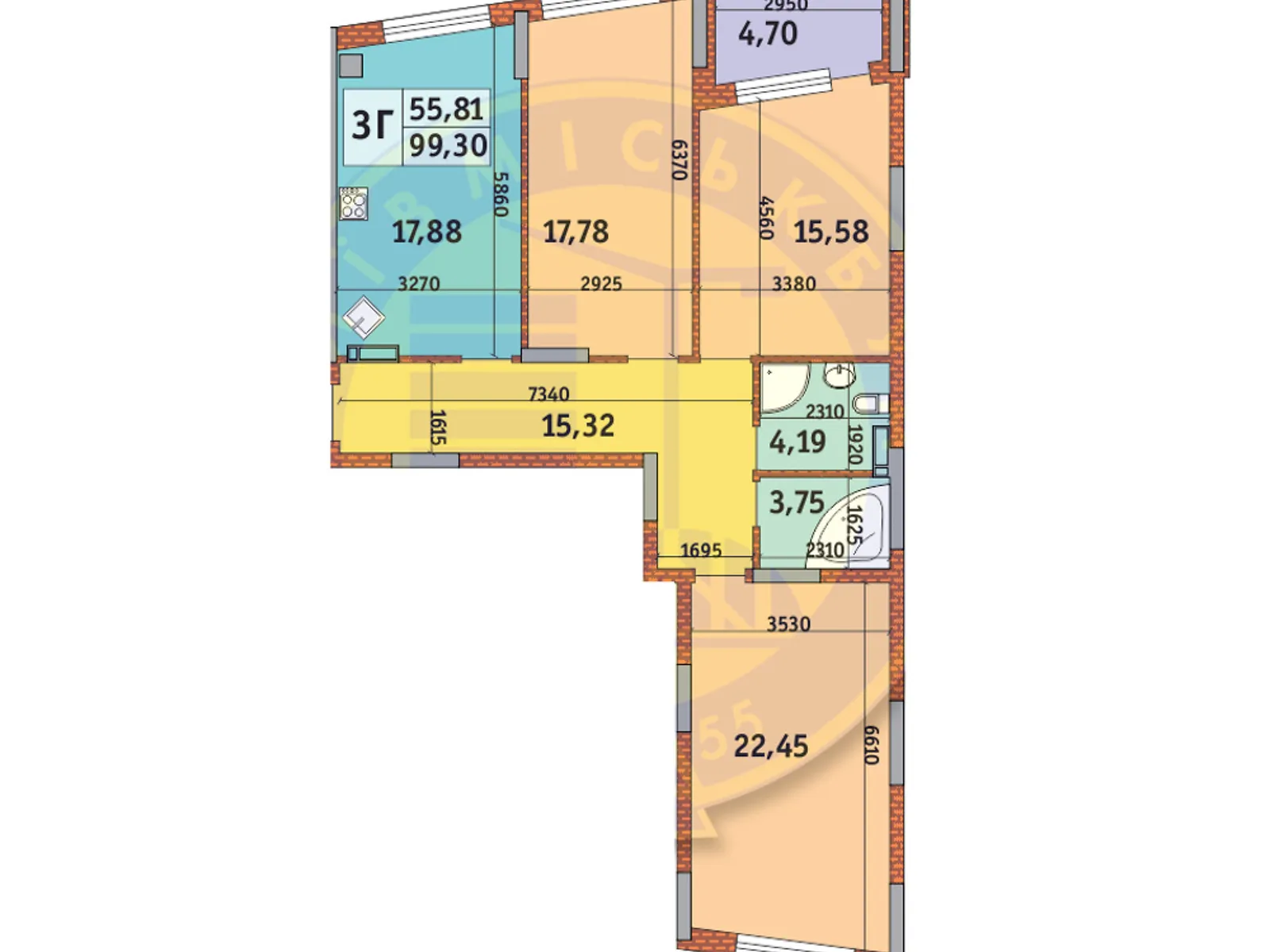 Продается 3-комнатная квартира 99.9 кв. м в Киеве, ул. Дубищанская, 5