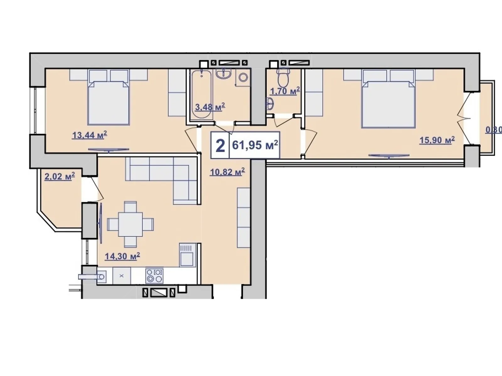 Продается 2-комнатная квартира 60 кв. м в Ивано-Франковске, цена: 38400 $