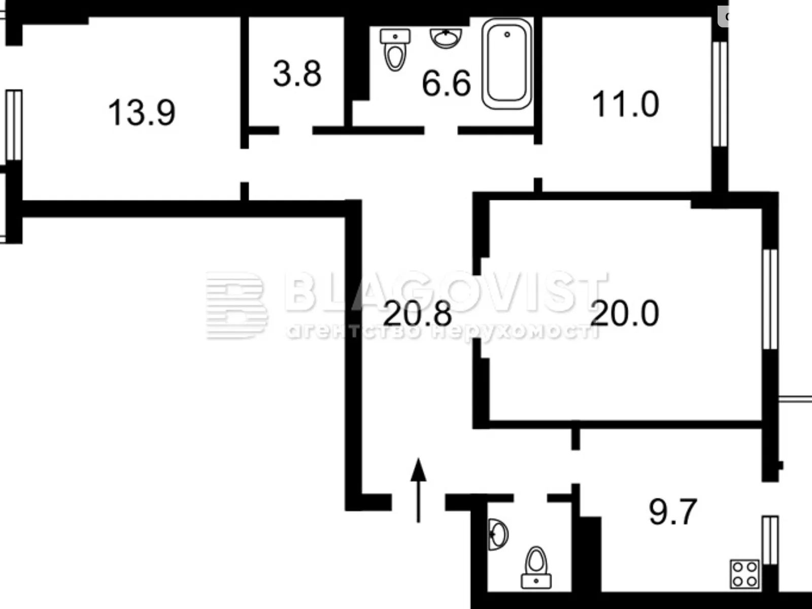 Продается 3-комнатная квартира 97 кв. м в Киеве, ул. Юрия Поправки(Николая Лебедева), 4/39 - фото 1