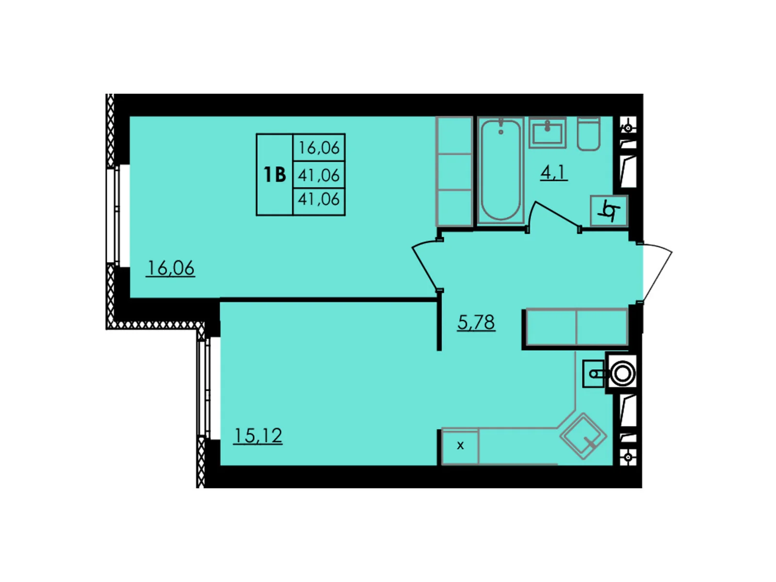 Продається 1-кімнатна квартира 41.06 кв. м у Черкасах, цена: 49272 $