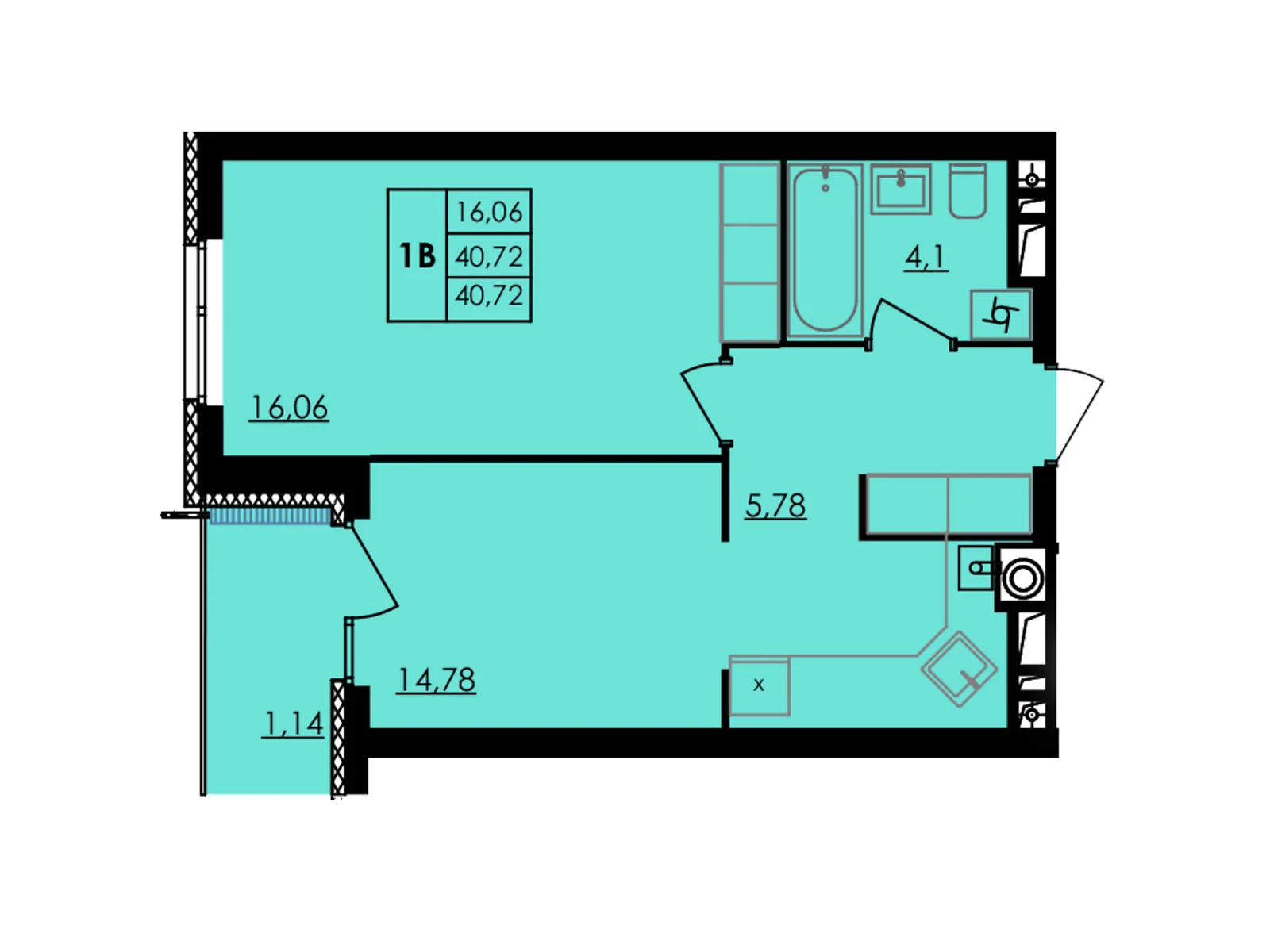 Продается 1-комнатная квартира 40.72 кв. м в Черкассах, цена: 48864 $