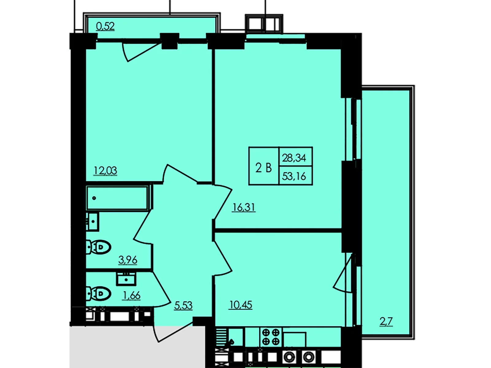 Продается 2-комнатная квартира 53.23 кв. м в Черкассах, ул. Казацкая, 17