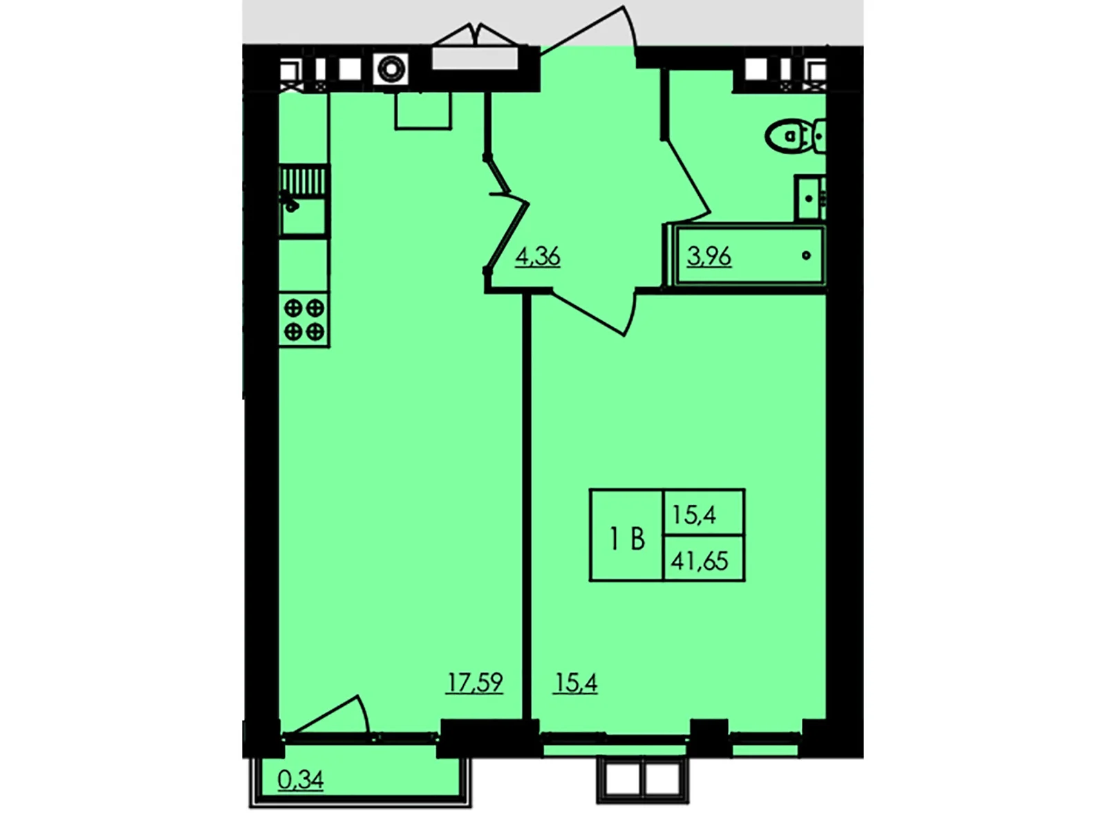 Продается 1-комнатная квартира 42.1 кв. м в Черкассах, ул. Казацкая, 17 - фото 1