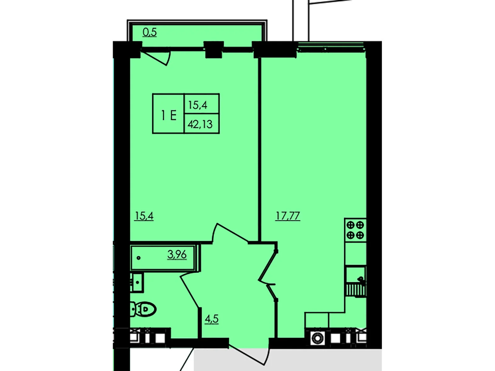 Продается 1-комнатная квартира 42.26 кв. м в Черкассах, цена: 63390 $