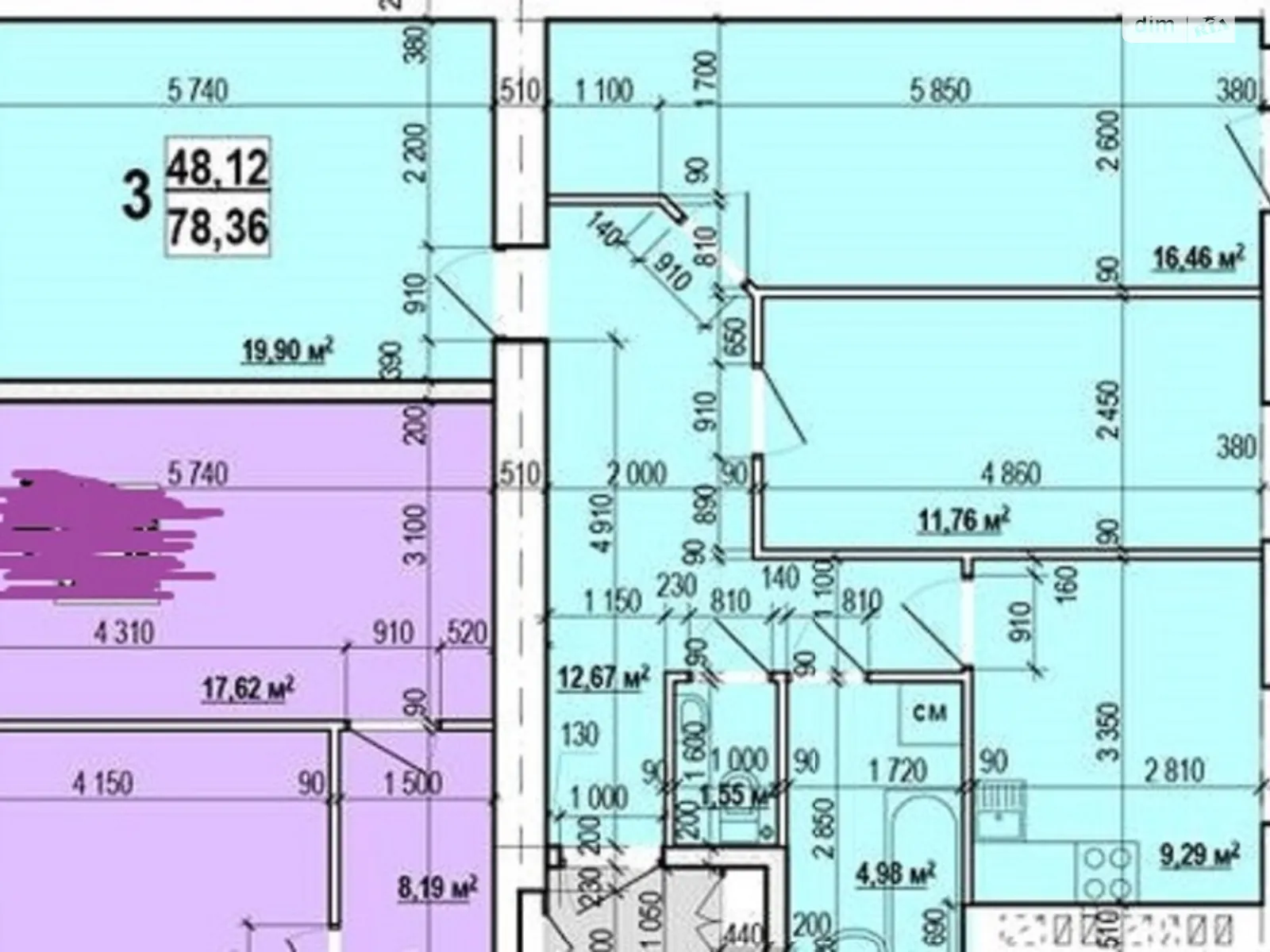 Продается 3-комнатная квартира 78.36 кв. м в Харькове, ул. Мира