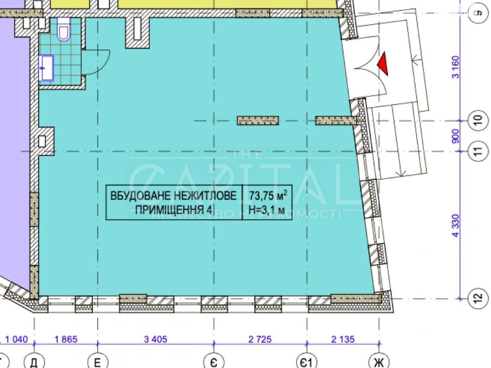 Продается помещения свободного назначения 73 кв. м в 26-этажном здании, цена: 195000 $