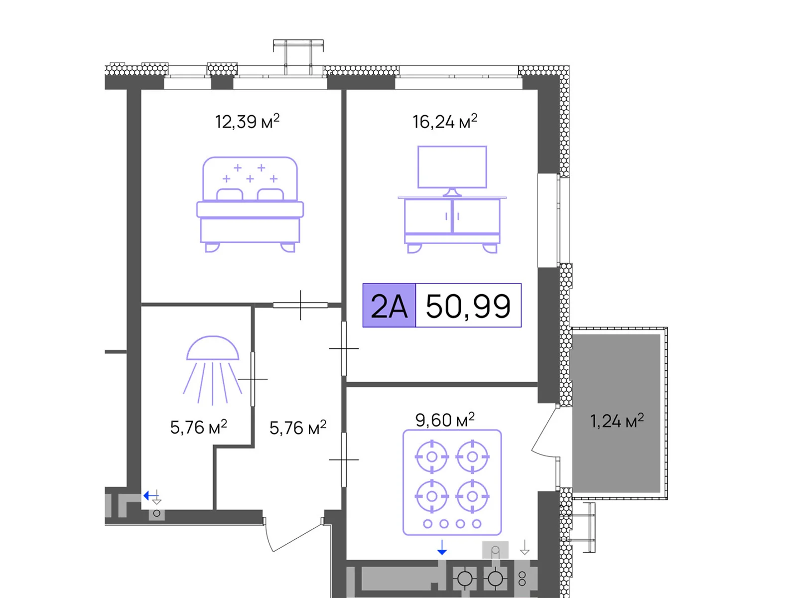 Продается 2-комнатная квартира 50.99 кв. м в Черкассах, ул. Маламужа Александра, 31 - фото 1