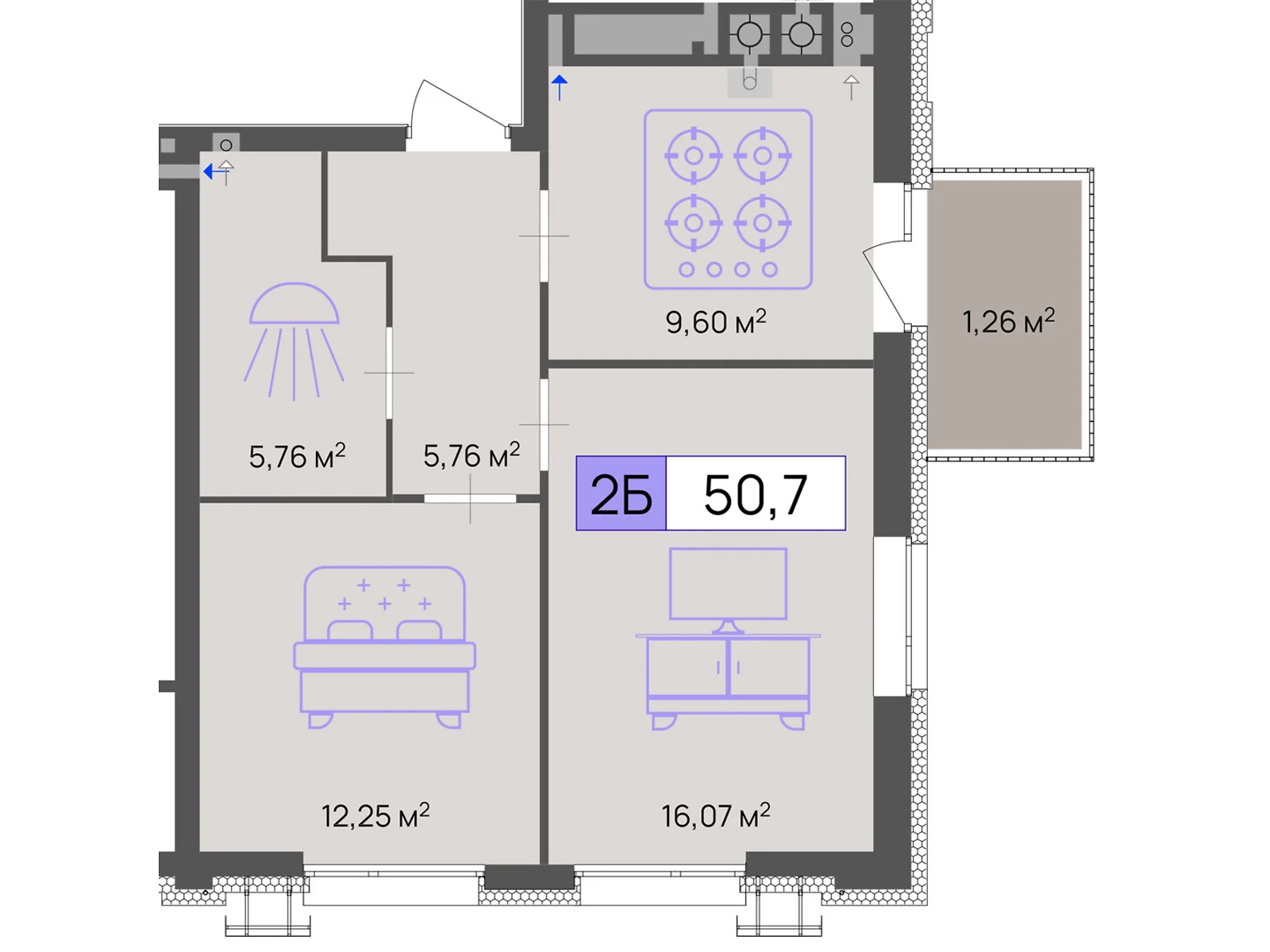 Продається 2-кімнатна квартира 50.7 кв. м у Черкасах, цена: 38025 $