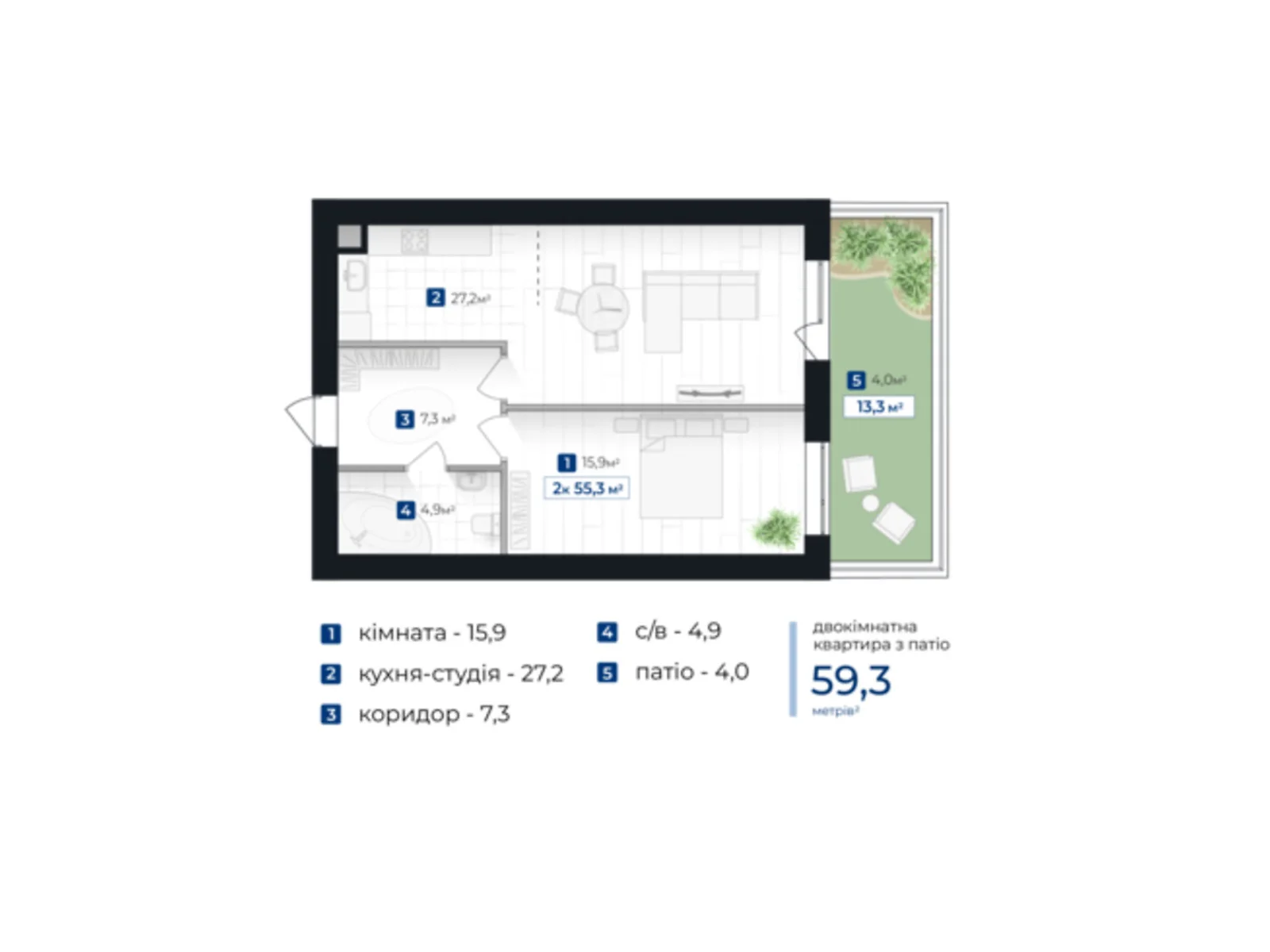 Продается 2-комнатная квартира 59.3 кв. м в Ивано-Франковске, цена: 50405 $