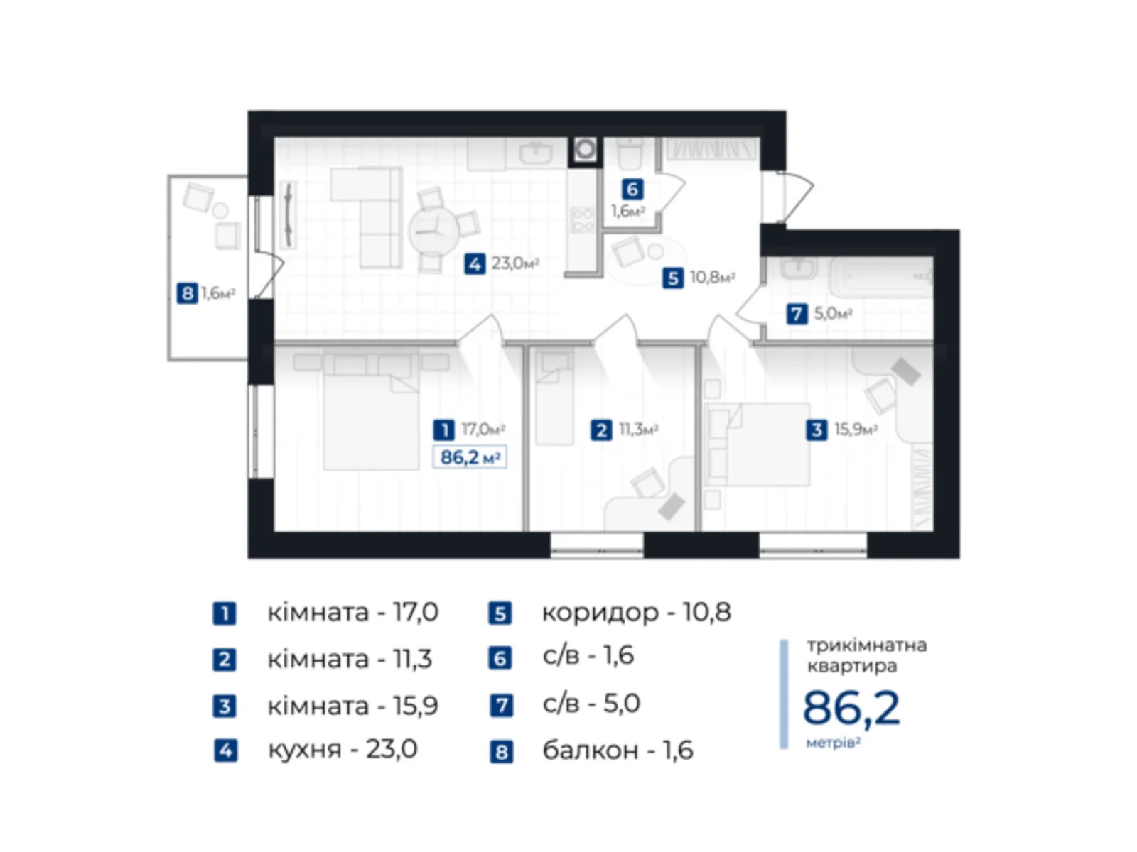 Продається 3-кімнатна квартира 86.2 кв. м у Івано-Франківську, цена: 71546 $