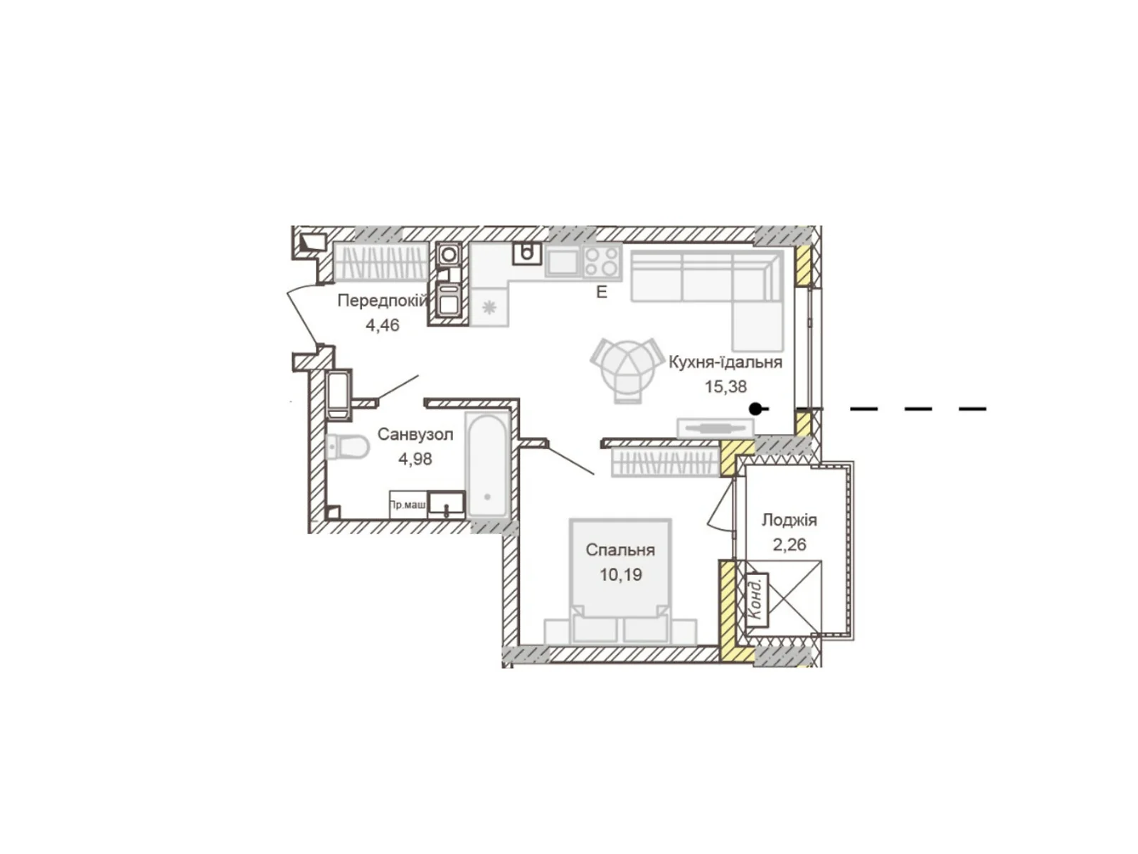 Продается 1-комнатная квартира 37.27 кв. м в Ровно, цена: 51100 $