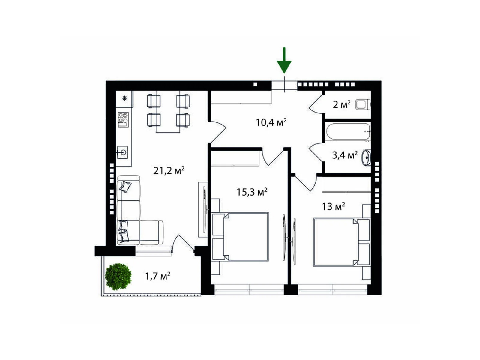 Продается 2-комнатная квартира 67 кв. м в Ужгороде, цена: 83750 $