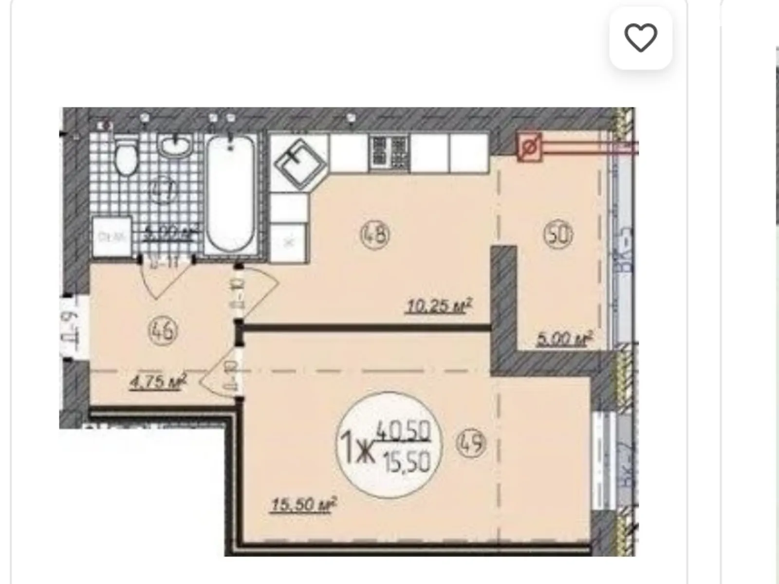 Продається 1-кімнатна квартира 41 кв. м у, цена: 31000 $ - фото 1