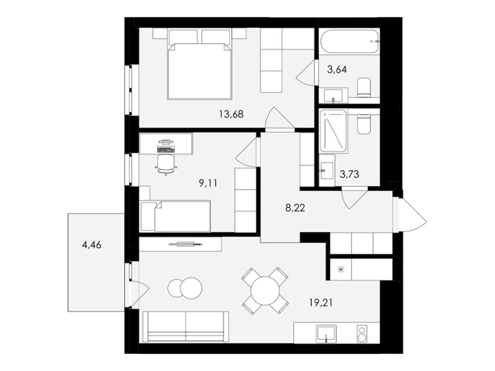 Продается 2-комнатная квартира 59 кв. м в Сокольниках, цена: 67770 $ - фото 1