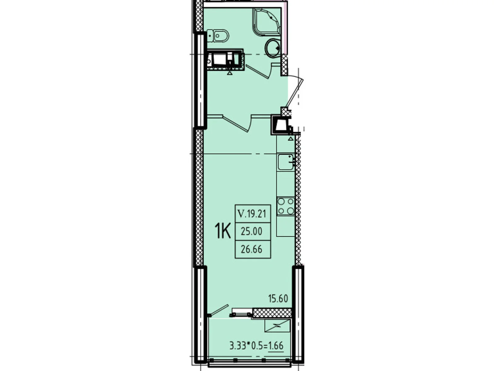 Продается 1-комнатная квартира 28.74 кв. м в Одессе, ул. Генуэзская, 1, 1/1 - фото 1