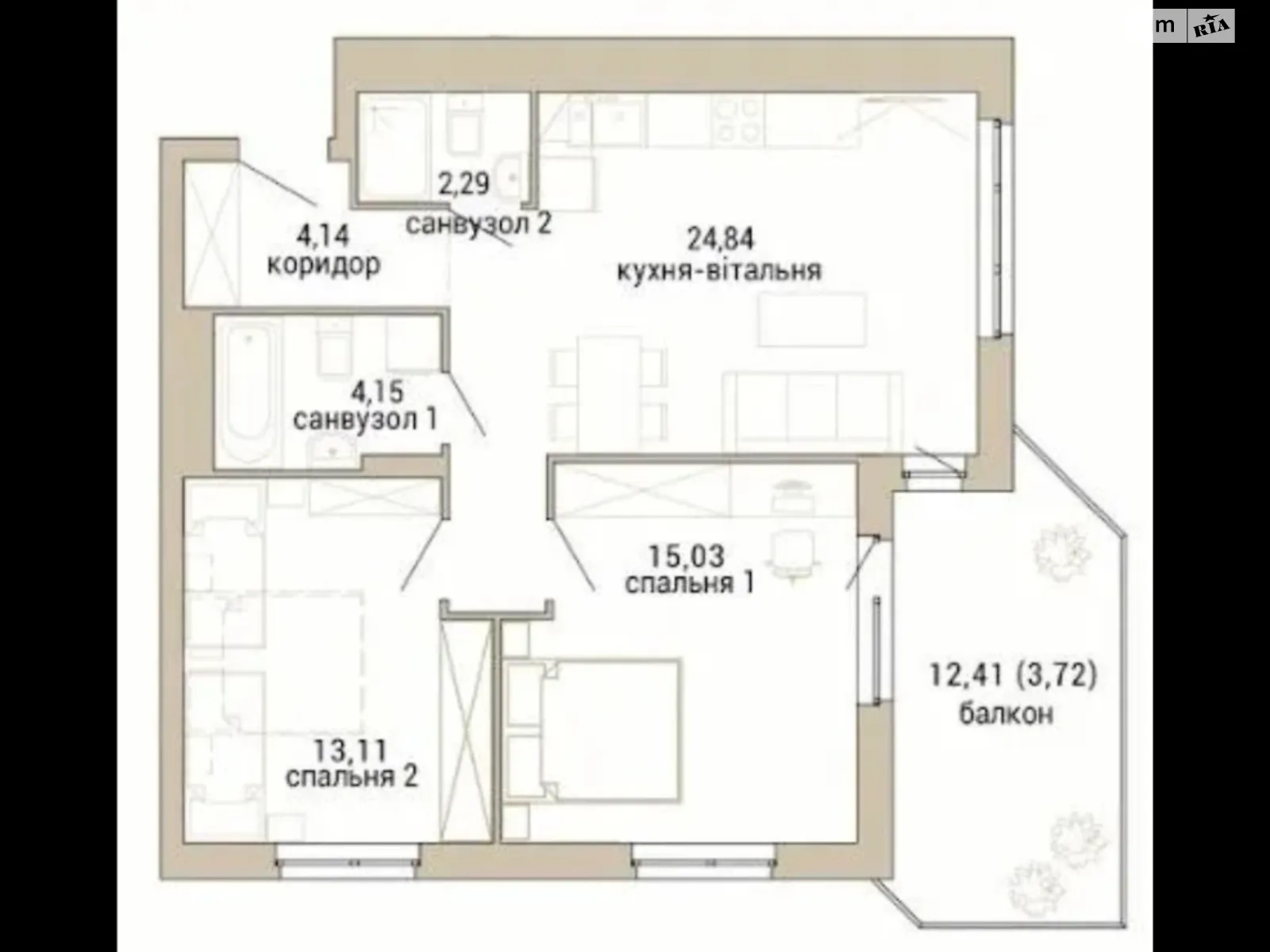 Продается 2-комнатная квартира 67.28 кв. м в Виннице